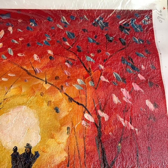 Colorful couple in moonlight original oil painting. Approx 20 1/4” x 24 1/4”. - Picture 3 of 5